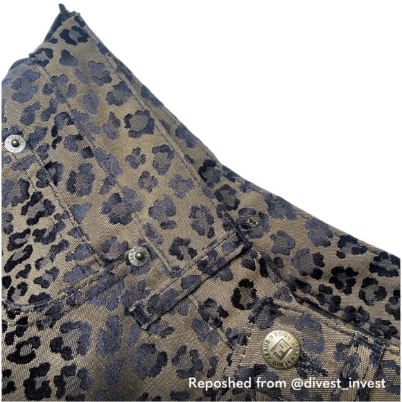 VTG 90s FENDI Zucca Leopard High Waist Straight Crop Jeans Pants ASO Bella Hadid - Picture 9 of 16